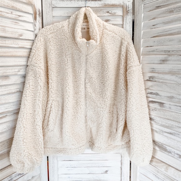 Cozy Zip Up Sherpa Jacket Cream - Picture 3 of 3